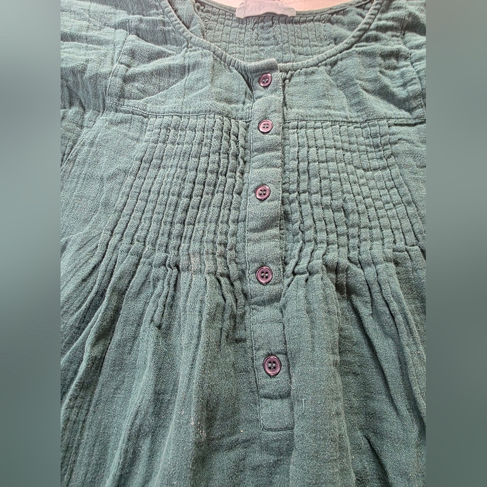 Apiece Apart Hunter Green Long Sleeve Pleated Top Size 10 - Picture 4 of 5